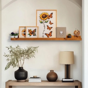Raft de perete decorativ Re-Bloom Aberto Design, lemn masiv 100% grosime 2 cm, lungime 60 cm, maro - Verificat A · Re-Bloom - Img 3