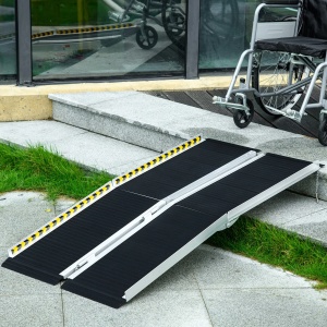 Rampa pliabila pentru persoanele in scaun rulant Re-Bloom, aliaj de aluminiu, negru, 152 x 73,6 x 5,1 cm, Resigilat, Grad A - Img 3