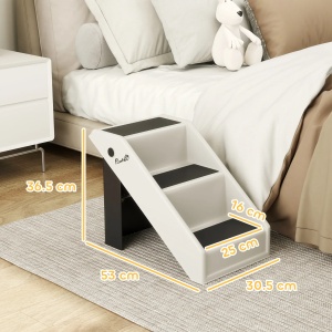 Scara pentru caini si pisici Re-Bloom, PP/EVA, 53x30.5x36.5 cm, pliabila 63x30.5x11.3 cm, 3 trepte antiderapante, 10 kg, crem/negru - Verificat A · Re-Bloom - Img 3