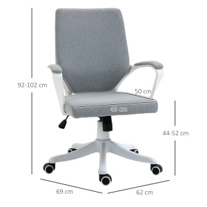 Scaun de birou ergonomic Re-Bloom, reglabil, poliester/polipropilena, gri/alb, 62 x 69 x 92-102 cm, Resigilat, Grad A - Img 3