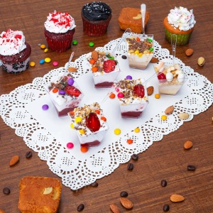 Set 100 Mini Cupe pentru Desert, Belle Vous, cu 100 de ligurinte, Reutilizabile, 60 ml, Plastic, Transparent, Resigilat, Grad A - Img 2