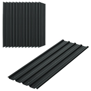 Set 12 panouri acoperiș din otel galvanizat Re-Bloom, 129x45 cm, grosime 0.25mm, gri inchis - Verificat A · Re-Bloom