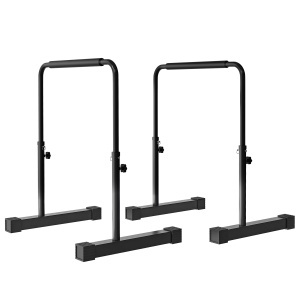 Set 2 bare paralele fitness 70x50x80-105 cm, inaltime reglabila 4 nivele, maner 62 cm, cadru otel patrat, negru - Verificat A · Re-Bloom