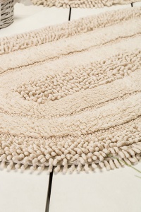 Set 2 covorase de baie, bumbac 100%, 50x60 cm + 60x100 cm, 1600g/m², antiderapant antibacterian, lucrat manual, bej - Verificat A · Re-Bloom - Img 2