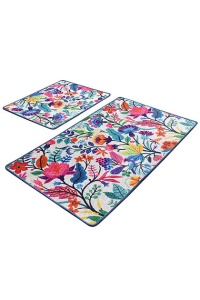 Set 2 covorase de baie, catifea 100%, 50x60 cm + 60x100 cm, fir 10mm, antiderapant antibacterian, lavabil 30°C, multicolor - Verificat A · Re-Bloom