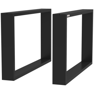 Set 2 picioare dreptunghiulare masa 70x8x41 cm, otel lacuit vopsea pulbere, talpi antiderapante, gauri prefinite, negru - Verificat A · Re-Bloom