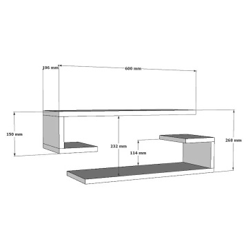 Set 2 rafturi de perete 60x19.6x15 cm, PAL 18mm melaminat 100%, alb - Verificat A · Re-Bloom - Img 3
