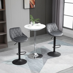 Set 2 scaune de bar tapitate Re-Bloom, poliester/metal, gri inchis/negru, 51.5 x 48 x 83-104 cm, Resigilat, Grad A - Img 4