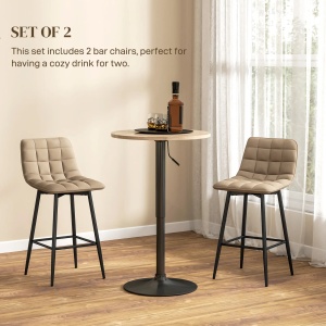 Set 2 scaune de bar tapitate Re-Bloom, poliester/metal, maro/negru, 45 x 47 x 84 cm, Resigilat, Grad A - Img 2