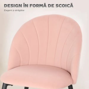 Set 2 scaune tapitate Re-Bloom, catifea/spuma/otel, roz/negru, 52 x 55 x 79 cm, Resigilat, Grad A - Img 5