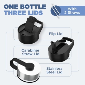 Set 2 Sticle termice 1800 & 950 ml, otel inoxidabil IRON °FLASK, 3 capace, rece 24 ore / cald 12 ore, izolata, roz/albastru deschis, fara BPA, - Img 10