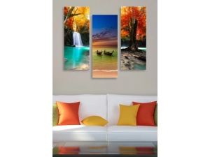 Set 3 tablouri decorative, MDF 100% 3mm, 3x20x50 cm, total 70x50 cm, multicolor - Verificat A · Re-Bloom