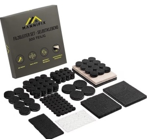Set 300 tampoane pentru podea din pasla MANNIFIX autoadezive, pentru picioare scaun, mobila, 12 dimensiuni, Resigilat, Grad A