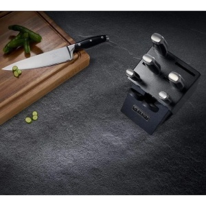 Set 8 piese Cutite pentru bucatarie, Suport Granit, foarfeca, Premium, Otel Inoxidabil German X50 Ultra+, Negru, Resigilat, Grad A - Img 3