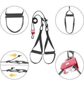 Set antrenament suspensie cu scripete, 7 accesorii, montaj usa/perete/copac, Negru - Verificat A · Re-Bloom - Img 2
