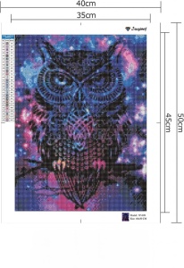 Set de creatie cu diamante Bougimal, model bufnita, multicolor, 40 x 50 cm - Img 3