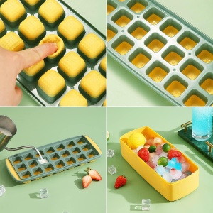 Set de tava pentru cuburi cu recipient de depozitare Homquen, plastic, galben, 28 x 12,8 x 8,6 cm - Img 2