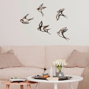 Set decoratiuni perete Re-Bloom, 4 piese, model pasari, metal, multicolor - Img 2