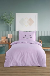 Set husa pilota + fata de perna, 65% bumbac/35% poliester, 155x220 cm + 80x80 cm, violet - Verificat A · Re-Bloom - Img 1