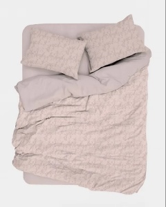 Set husa pilota + fata de perna, satin bumbac 100%, 135x200 cm + 80x80 cm, roz pudra - Verificat A · Re-Bloom