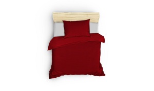 Set husa pilota + fata de perna, satin bumbac 100%, 135x200 cm + 80x80 cm, rosu inchis - Verificat A · Re-Bloom - Img 2