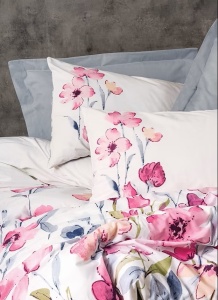 Set lenjerie de pat husa pilota + 2 fete de perna, bumbac ranforce 100%, 260x220 cm + 2x60x60 cm, 145 fire, imprimeu pigmentat floral, nasturi/plic, multicolor - Verificat A · Re-Bloom - Img 3