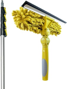 Set maner telescopic cu racleta dubla/pamatuf DocaPole, aluminiu/cauciuc/microfibra, galben/argintiu, 3,6 m