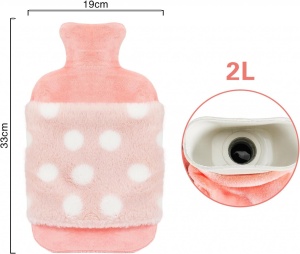 Set sticla pentru apa calda cu husa Samsto, cauciuc/PVC/textil, roz/alb, 33 x 19 cm, 2 L - Img 3