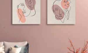 Set tablou decorativ Re-Bloom, 2 piese, panza/lemn, multicolor, 50 x 50 cm - Img 3