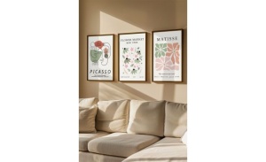 Set tablou decorativ Re-Bloom, 3 piese, lemn masiv/MDF, multicolor, 33 x 48 cm