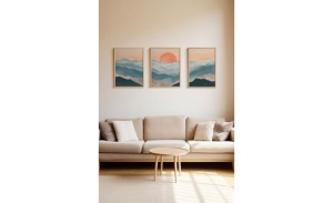 Set tablou decorativ Re-Bloom, 3 piese, lemn masiv/MDF, multicolor, 33 x 48 cm - Img 2