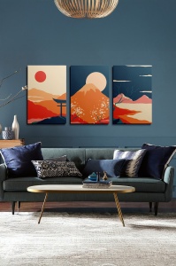 Set tablou decorativ Re-Bloom, 3 piese, lemn/panza, multicolor, 50 x 70 x 3 cm - Img 1
