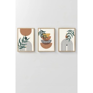 Set tablou decorativ Re-Bloom, 3 piese, MDF/lemn masiv, multicolor, 33 x 48 cm - Img 1