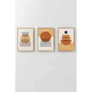 Set tablou decorativ Re-Bloom, 3 piese, MDF/lemn masiv, multicolor, 33 x 48 cm - Img 1