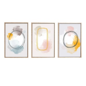Set tablou decorativ Re-Bloom, 3 piese, MDF/lemn masiv, multicolor, 50 x 70 cm