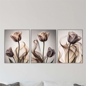 Set tablou decorativ Re-Bloom, 3 piese, MDF, multicolor, 40 x 90 cm