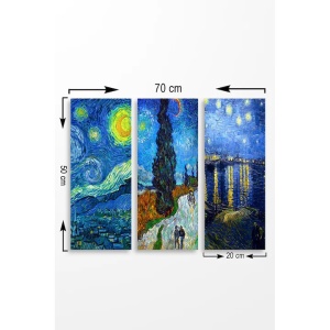 Set tablou decorativ Re-Bloom, 3 piese, Vincent van Gogh, MDF, multicolor, 70 x 50 cm - Img 3