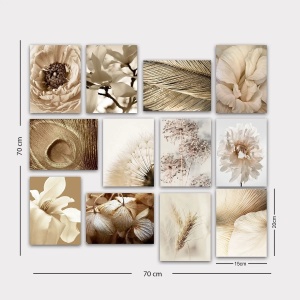 Set tablouri decorative Re-Bloom, 12 piese, model floral, MDF, multicolor, 20 x 15 cm - Img 2