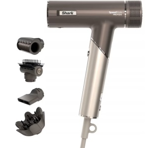 Shark SpeedStyle Pro Flex HD542EU uscator de par 1750W, 4 trepte temperatura, 3 viteze, ionizare, Scalp Shield, 4 accesorii, maner pliabil, Mokka/Silver - Verificat A · Re-Bloom