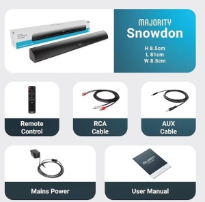 Soundbar cu Subwoofer integrat, Majority, Snowdon, 2.1, Bluetooth, PC, Wireless, AUX, 120 W, negru, Resigilat, Grad A - Img 4