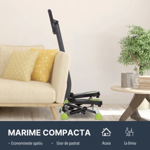Stepper fitness cu maner reglabil, monitor LCD, pistoane hidraulice, otel, Gri - Verificat A · Re-Bloom - Img 6