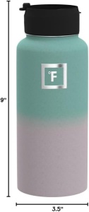 Sticla din otel inoxidabil IRON °FLASK, 3 capace, rece 24 ore / cald 12 ore, izolata, roz/albastru deschis, fara BPA, 950 ml - Img 2