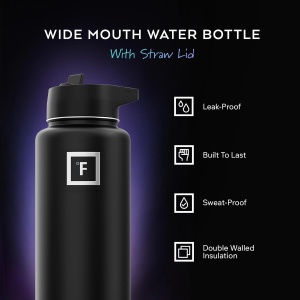 Sticla din otel inoxidabil IRON °FLASK, 3 capace, rece 24 ore / cald 12 ore, izolata, alb/negru, fara BPA, 950 ml - Img 5