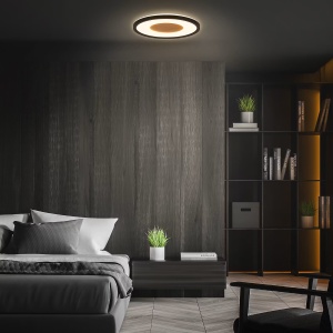 Sufit plafoniera LED rotunda diametru 30 cm, plastic PP mat, clasa E, 230V, IP20, neagra - Verificat A · Re-Bloom - Img 4