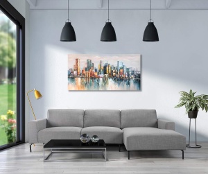 Tablou decorativ canvas, 50x120 cm, panza/lemn, format panoramic, multicolor - Verificat A · Re-Bloom - Img 3