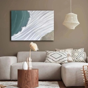 Tablou decorativ canvas 70x100 cm, panza 100% grosime 2.8mm, rama lemn pin 100%, albastru/alb/bej - Verificat A · Re-Bloom - Img 3