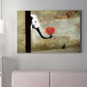 Tablou decorativ canvas model elefant 70x100 cm, panza/lemn, multicolor - Verificat A · Re-Bloom - Img 2
