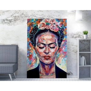 Tablou decorativ canvas model femeie 70x100 cm, 50% bumbac/50% poliester, imprimare digitala, cadru lemn 2x3 cm, multicolor - Verificat A · Re-Bloom - Img 2