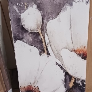 Tablou decorativ canvas model floral, 45x70 cm, panza/lemn, multicolor - Verificat A · Re-Bloom
