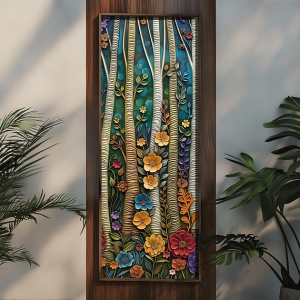 Tablou decorativ inramat MDF/lemn de pin 40x120 cm, MDF 3mm, imprimare UV, cadru pin 3.5 cm, format panoramic, multicolor - Verificat A · Re-Bloom - Img 3